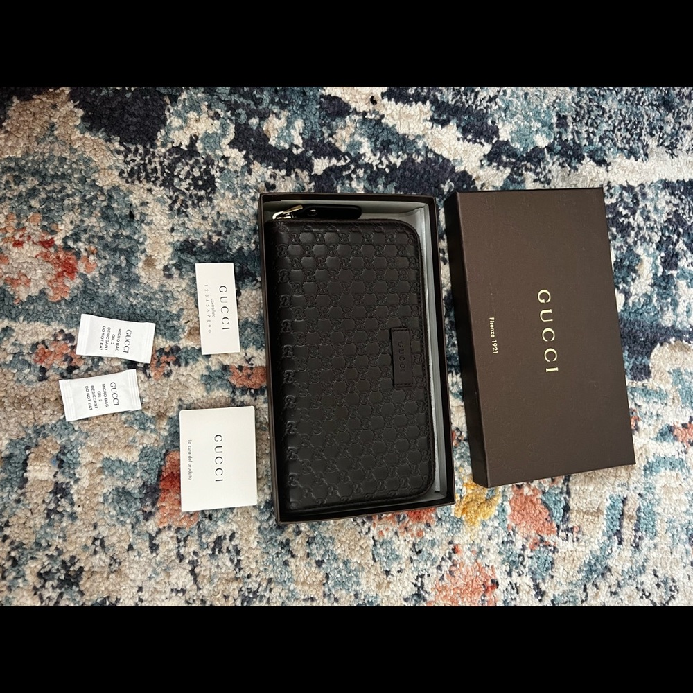 Microguccissima Pattern Leather Continental Wallet - image 7